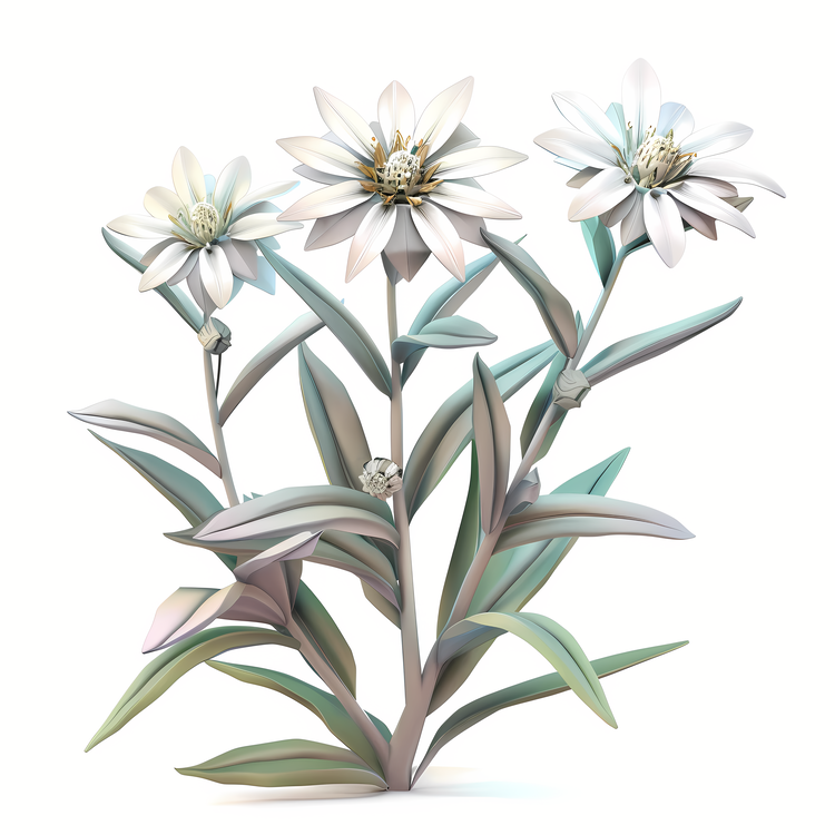Edelweiss,White Flowers,3d Modeling