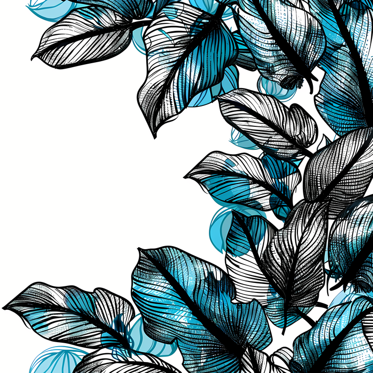Border Texture,Blue Leaves,Leaf Design