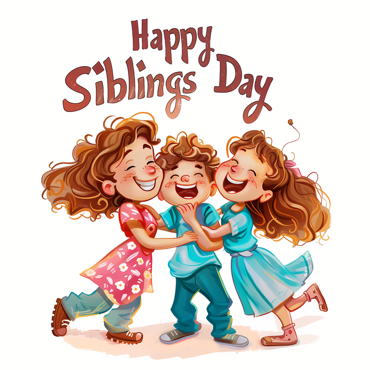 Happy Siblings Day,Happy Sibilings Day,Cartoon Illustration