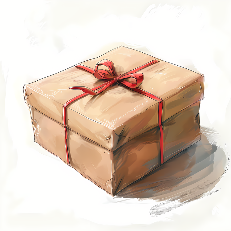 Handmade Gift,Brown Box,Wrapped With Red Ribbon