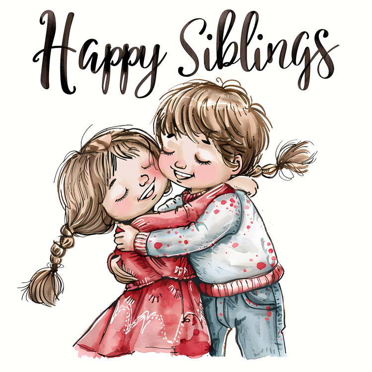 Happy Siblings Day,Happy Sisters,Kissing Siblings