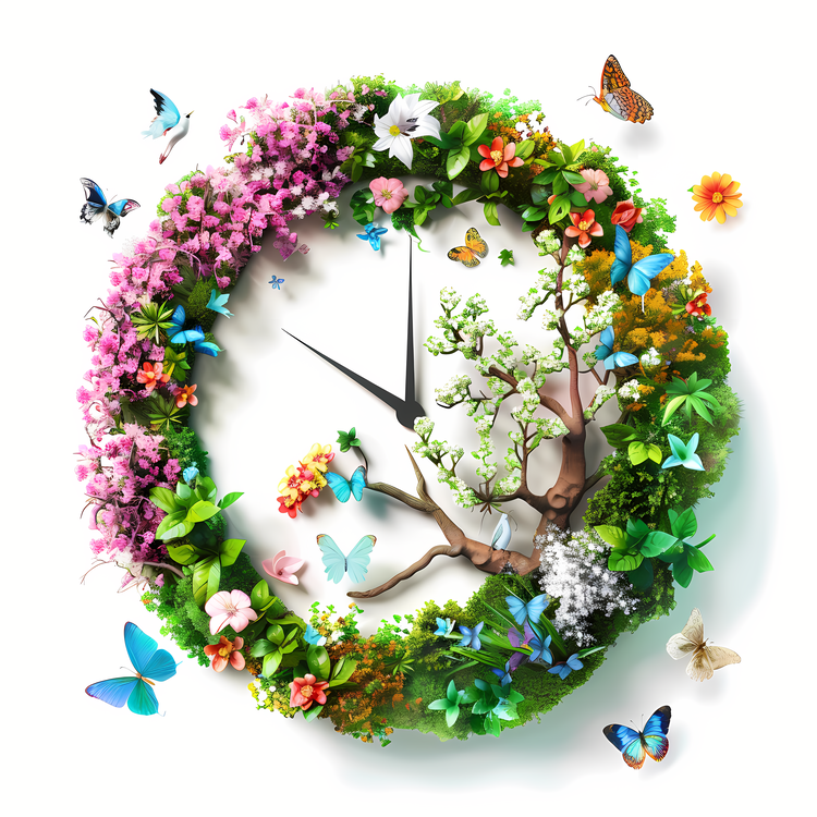 Enjoy The Spring Time,Clock,Garden