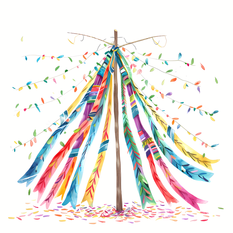 Maypole,Paper Flower Tree,Colorful Banners