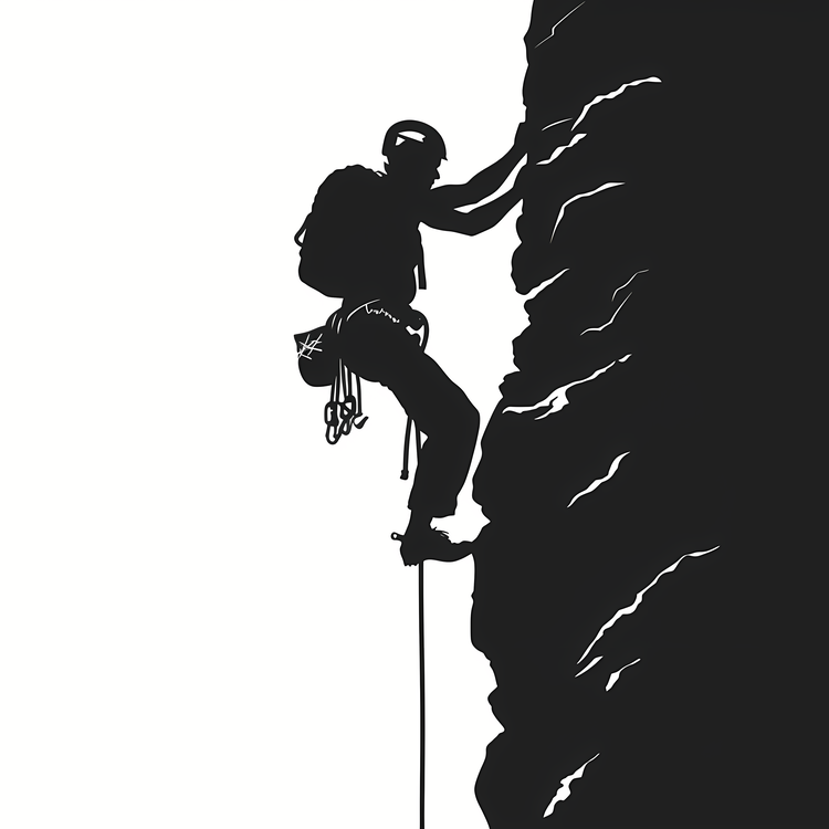 Climbing Silhouette,Climber,Black And White