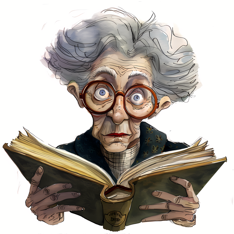 School Librarian,Elderly Woman,Book