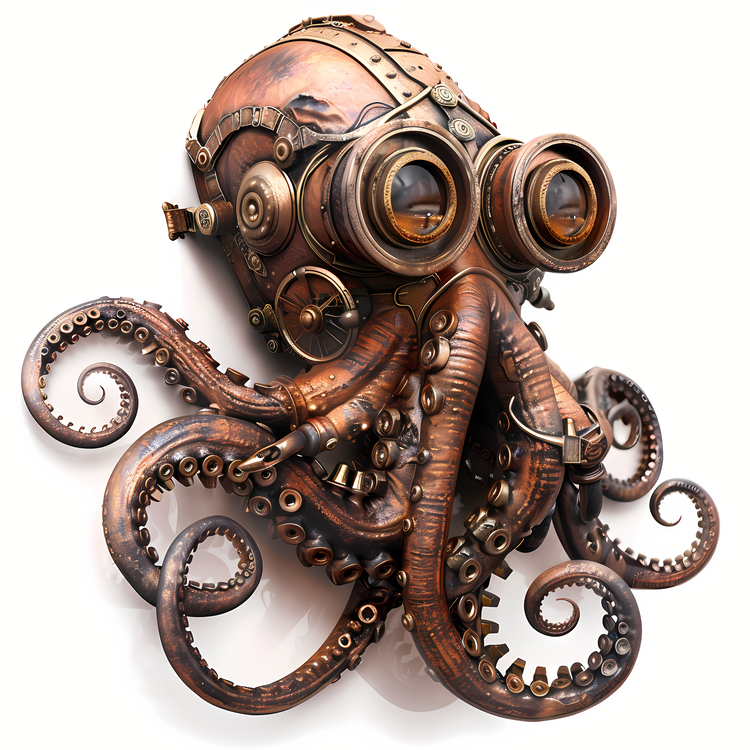 Steampunk,Steampunk Octopus,Octopus With Goggles