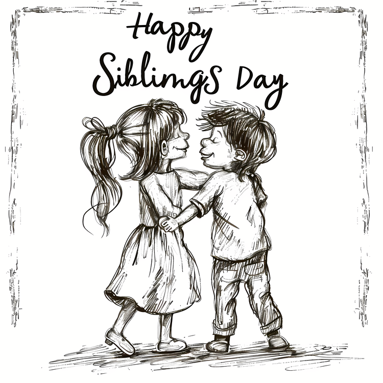 Happy Siblings Day,For   Are Smiling,Hugging