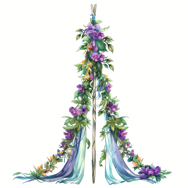 Maypole,Watercolor,Tree