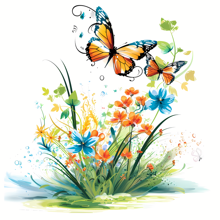 Enjoy The Spring Time,Butterflies,Flowers