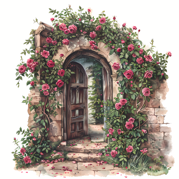 Flower Doorway,Flower Window,Rose