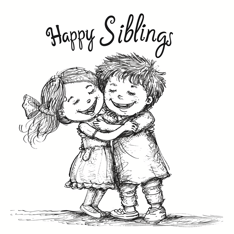 Happy Siblings Day,Children,Hugging