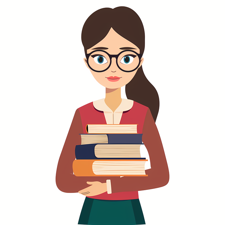 School Librarian,Woman,Stack Of Books