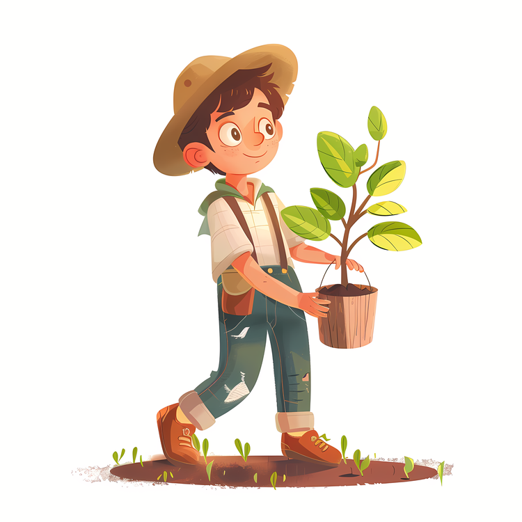 Arbor Day,Boy With Plant,Gardener
