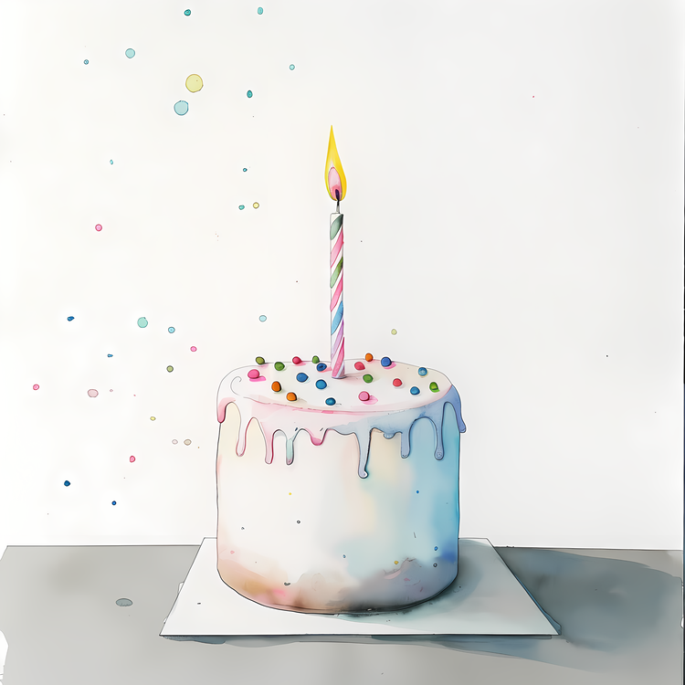 Birthday Wish,Birthday Cake,Watercolor Painting
