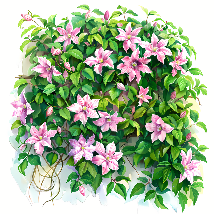 Clematis Flower,Climbing Vines,Pink Flowers