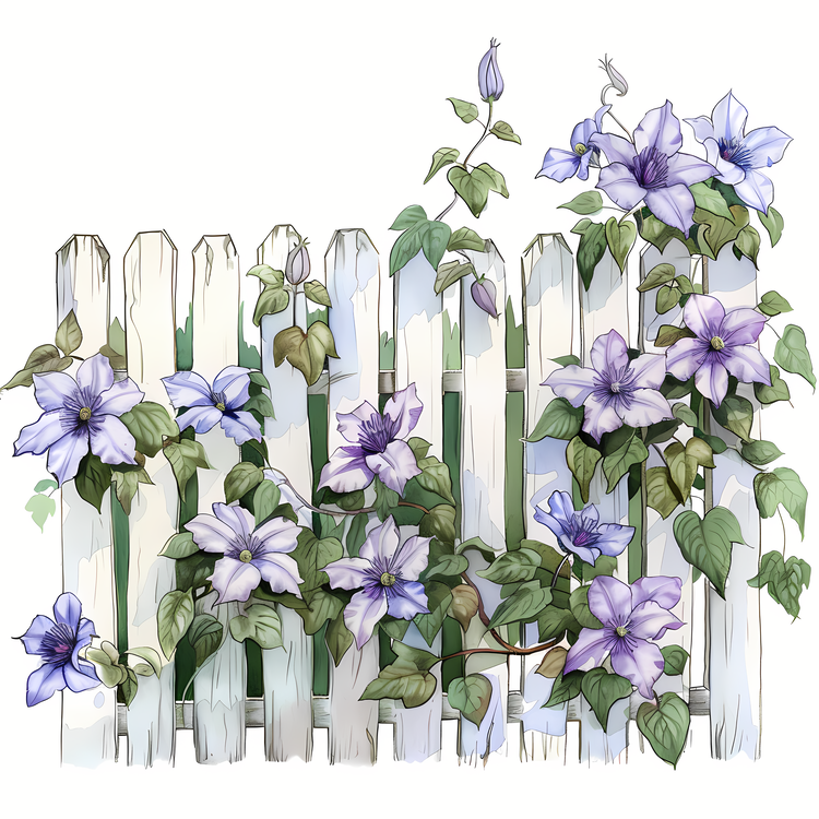 Clematis Flower,Purple Flowers,Vintage