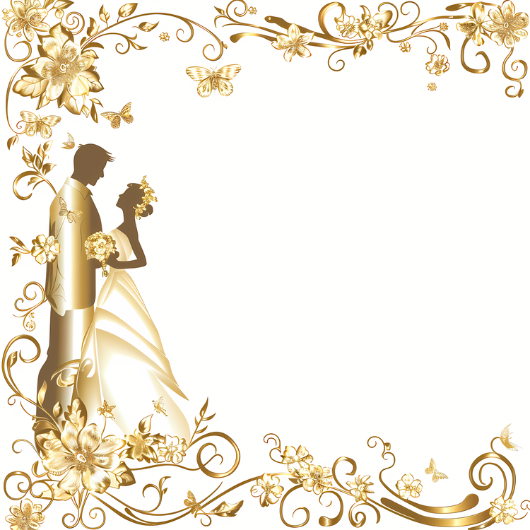 Wedding Frame,Bride And Groom,Gold Wedding Decorations