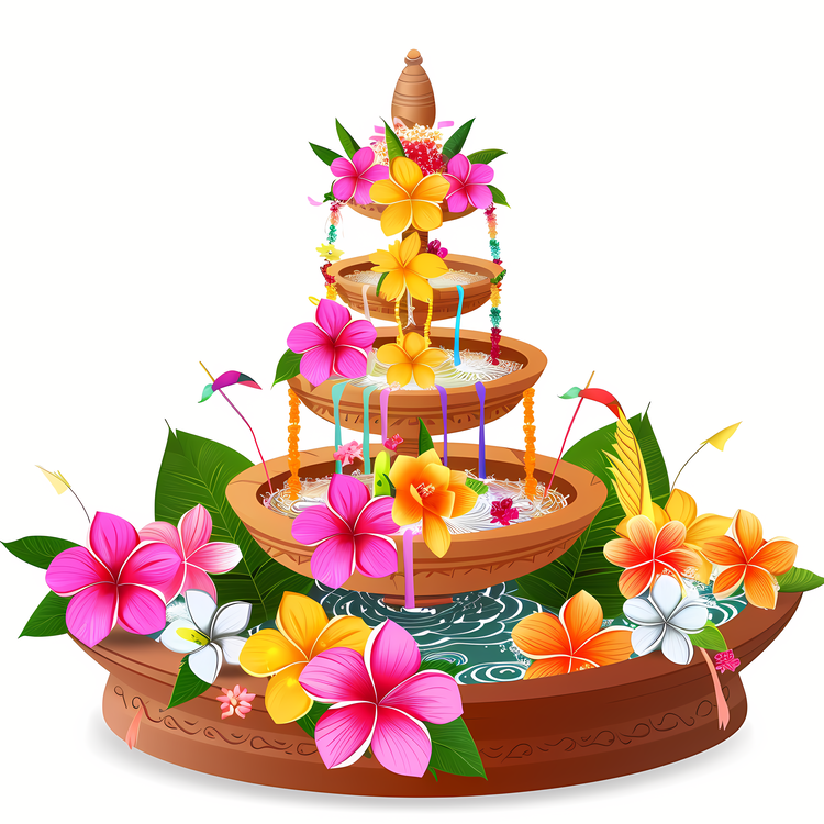 Songkran,Waterfall,Flowers