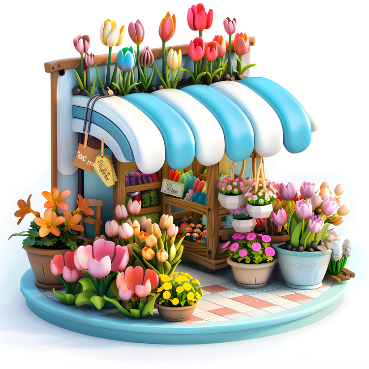 Spring Flower Store,Tulip Shop,Floral Booth