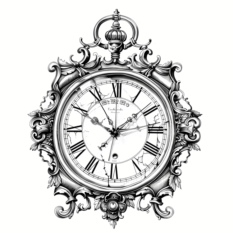 Cherish An Antique Day,Old Clock,Black And White