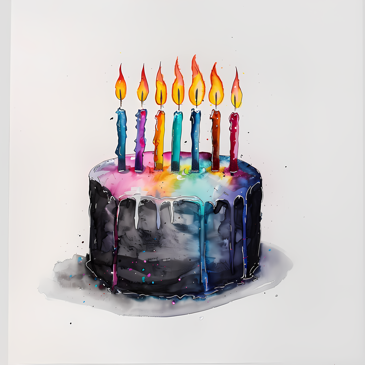 Birthday Wish,Birthday Cake,Watercolor