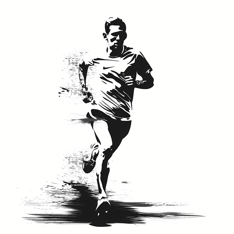 Marathon,Running,Black And White