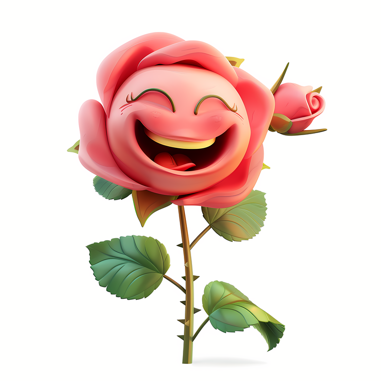 3d Cartoon Flowers,Rose,Smiling
