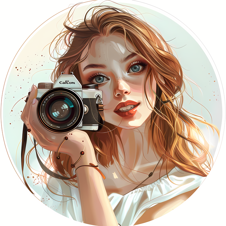 People With Camera,Taking Photo,Digital Painting