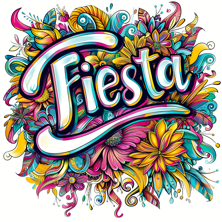 Fiesta,Flower,Hand Lettered