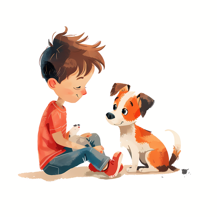 Kid And Pet,Child Playing With Dog,Boy And Dog Playing Together