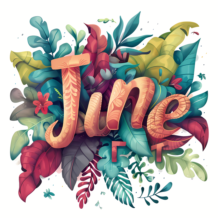 Hello June,Handlettered Artwork,Colorful Illustration