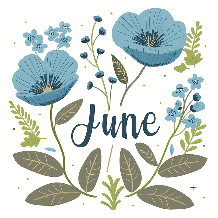 Hello June,Flowers,Blue