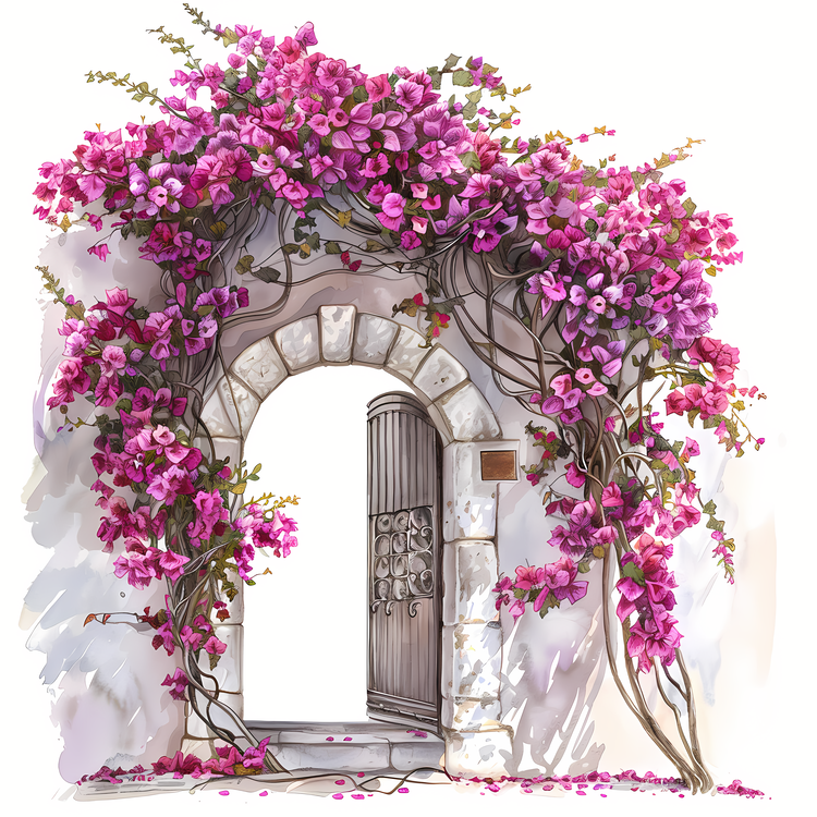 Flower Doorway,Flower Window,Img>pink Flowers