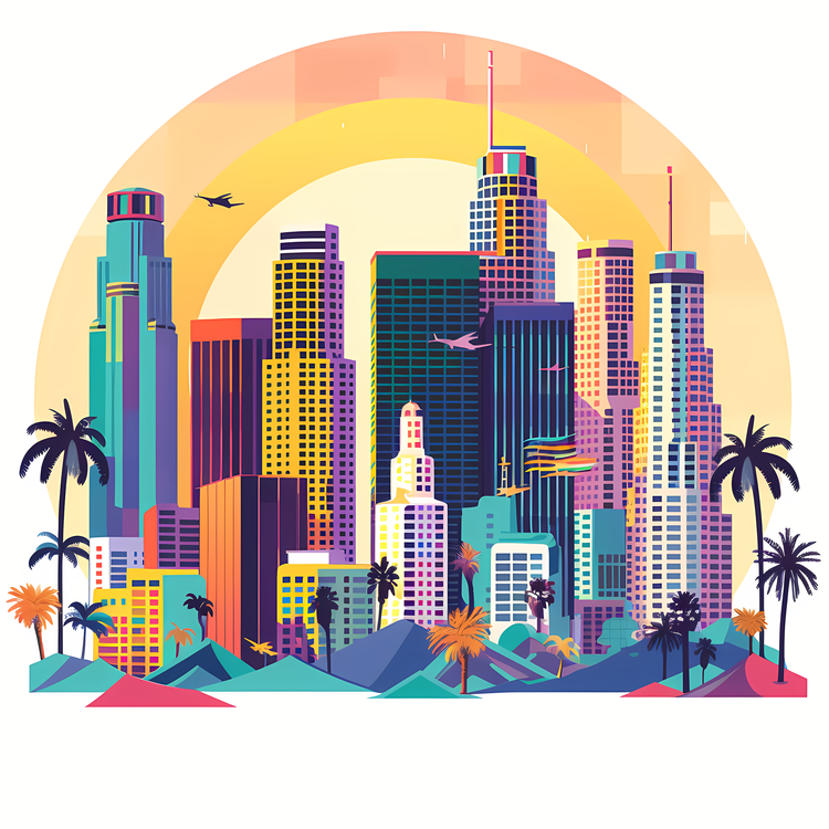 Los Angeles,Skyline,High Rise Buildings