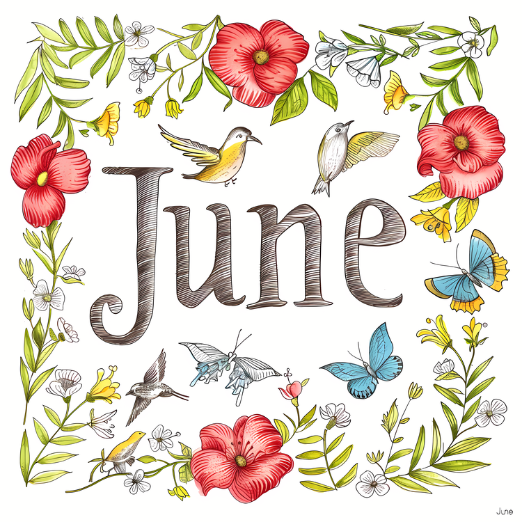 Hello June,Botanical Illustration,Watercolor