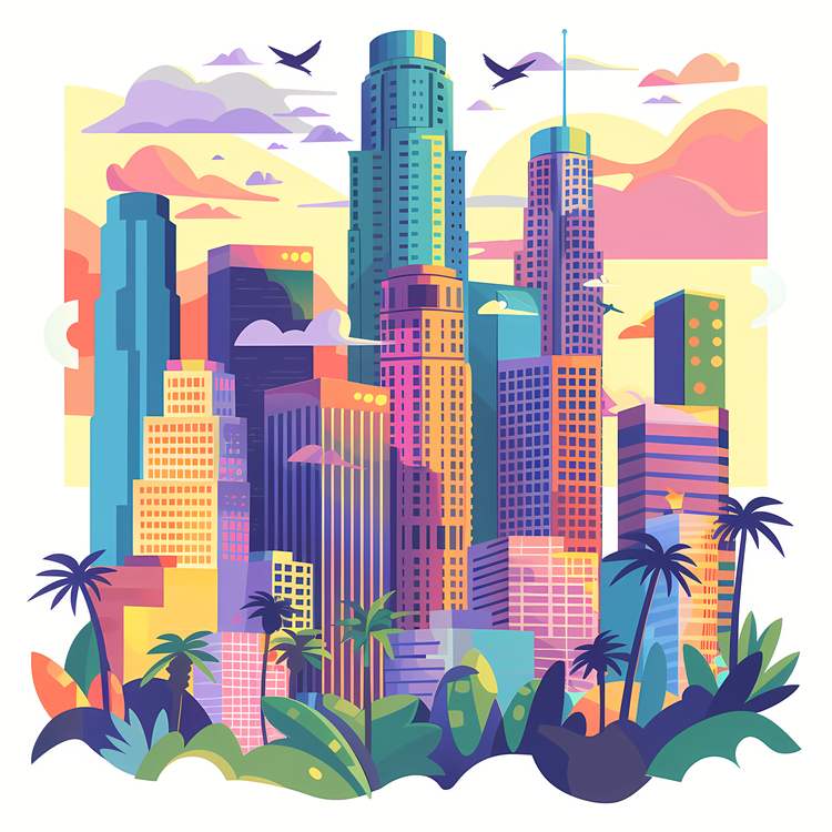 Los Angeles,Skyline,High Rise Buildings