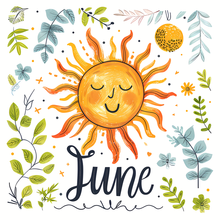 Hello June,Vector Illustration,Summer Sun