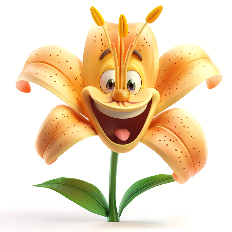 3d Cartoon Flowers,Happy Flower,Yellow Petals