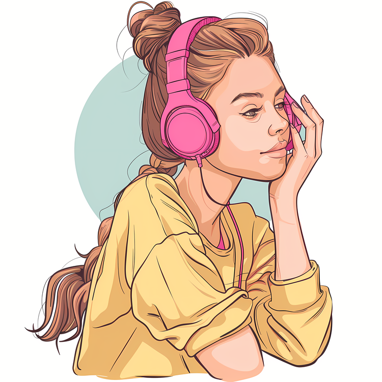 Listening To Music,Girl With Headphones,Music Listening