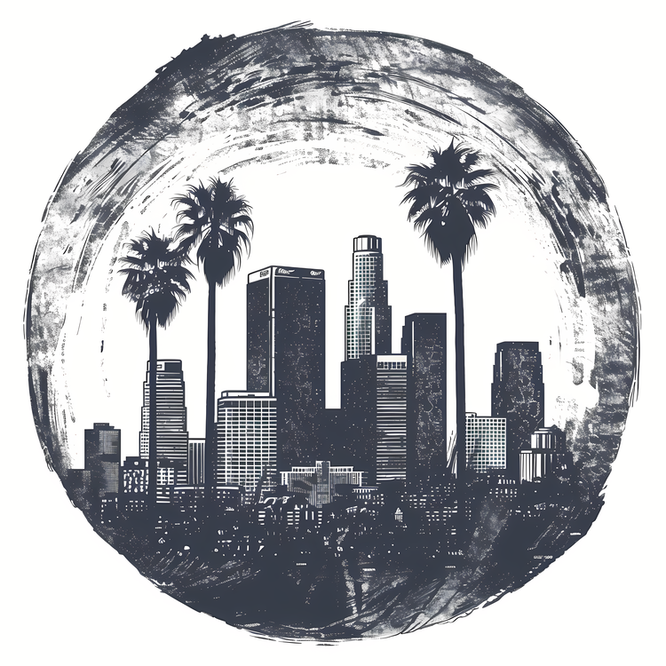 Los Angeles,Skyline,Black And White
