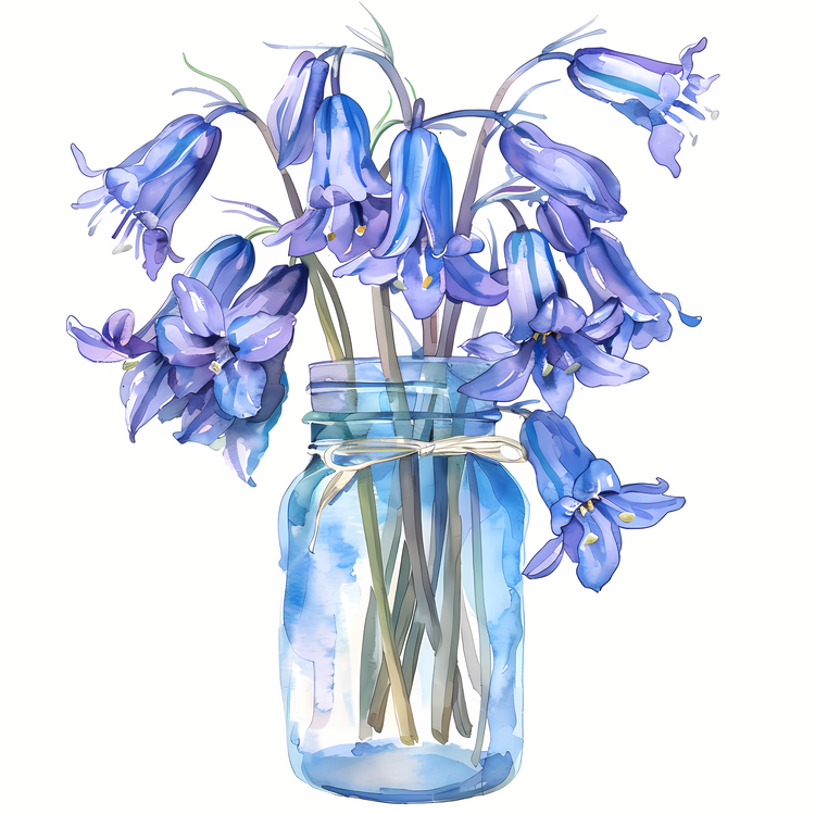 Bluebell Flower,Watercolor,Mixed Media