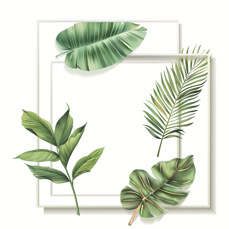 Photo Collage,Green Leaves,Palm Leaves