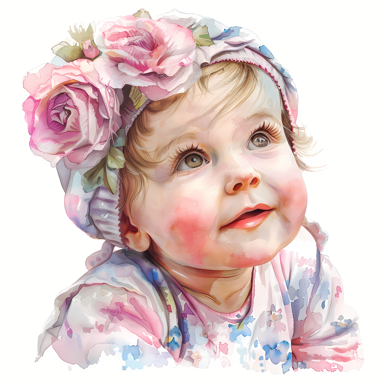 Baby Girl,Watercolor,Little Girl