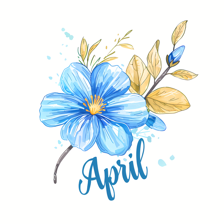 Hello April,Watercolor Flower,Spring Flowers