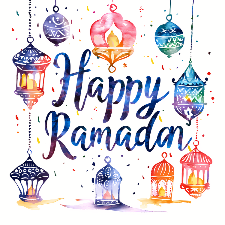 Happy Ramadan,Watercolor,Islamic Holiday