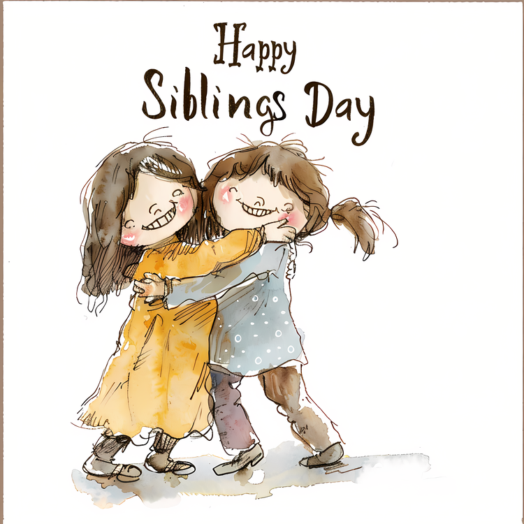 Happy Siblings Day,Happy Sillings Day,Two Children Hugging