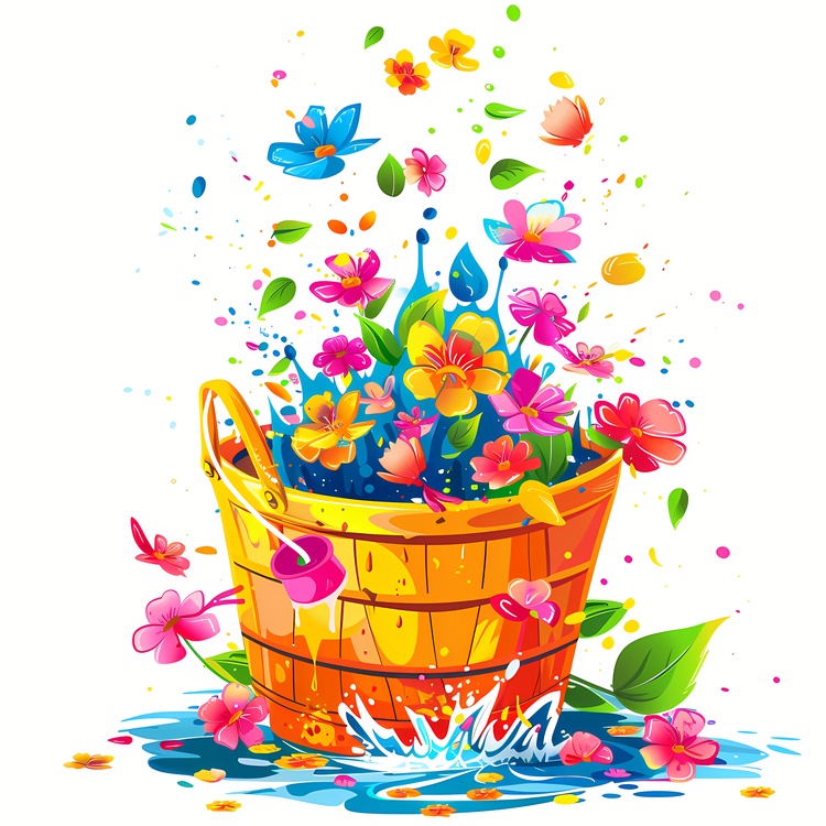 Songkran,Flowers,Wooden Bucket