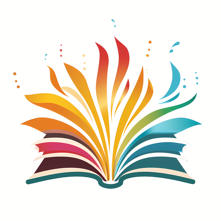 Library Outreach Day,Open Book,Colorful Fire