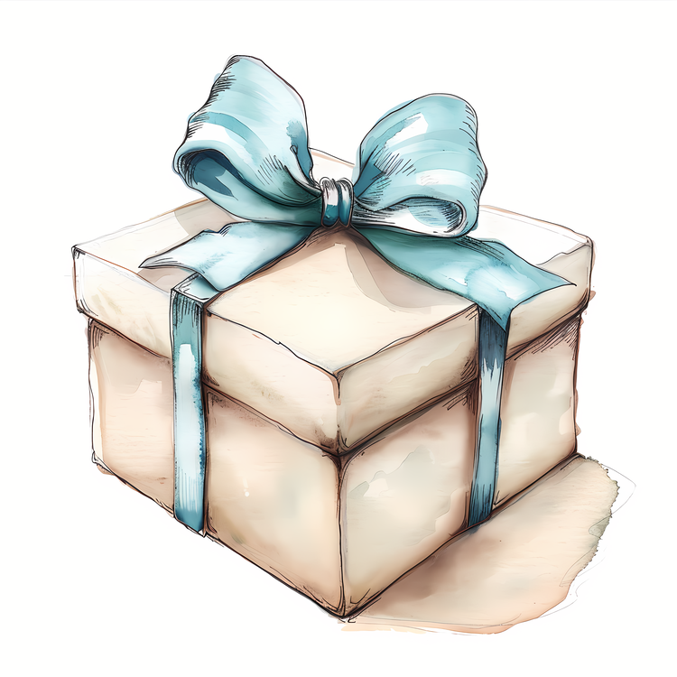 Handmade Gift,Watercolor Present,Gift Box