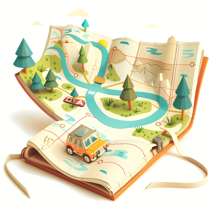 Read A Road Map Day,3d Illustration,Map
